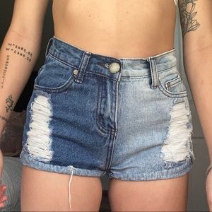 Multi denim wash jean shorts